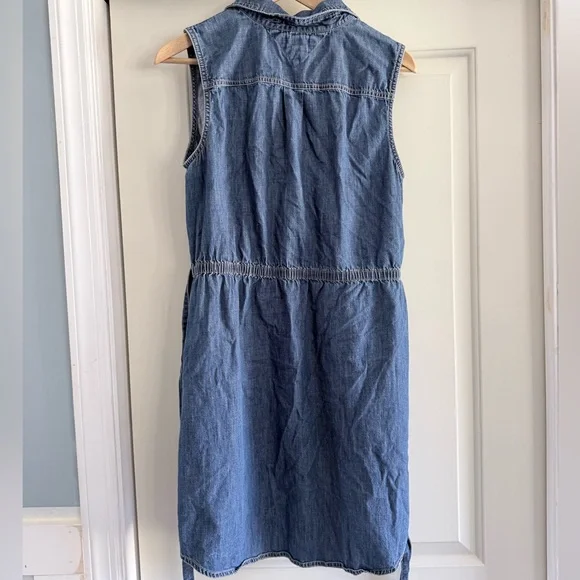 Tommy Hilfiger Sleeveless Denim Zip-Front Shift Dress - Blue - Picture 2 of 3